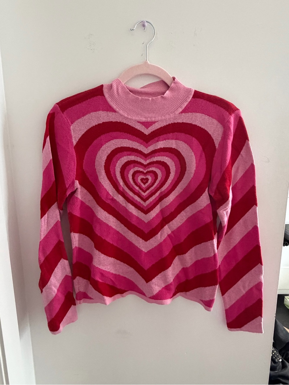 Lazy Oaf Pink & Red Heart Stripe Sweater